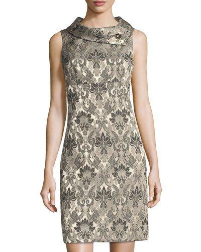 Jacquard Folded-collar Dress