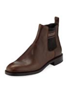 Metallic Leather Riding Boot With