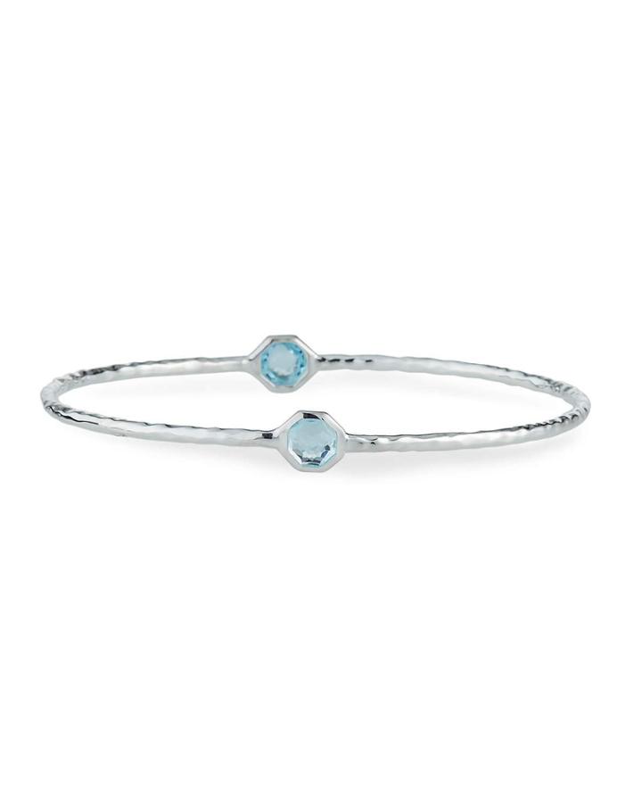 Octagon 2-stone Bangle In Blue Topaz