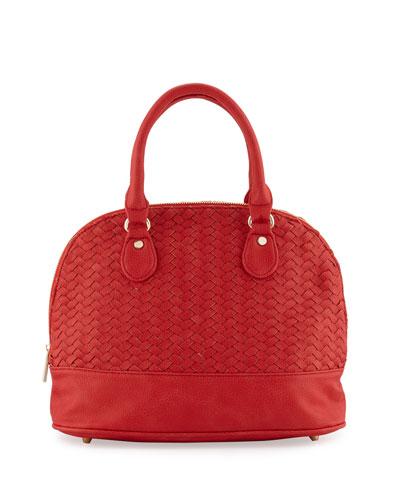 Woven Dome Satchel Bag, Poppy