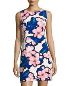 Floral-print Embellished-neck Shift Dress,