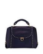 Studded Calf Leather Top-handle Bag