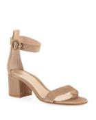Suede Ankle-strap Chunky-heel