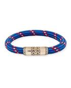 Men's Classic Chain Multicolor Cord Bracelet, Blue,