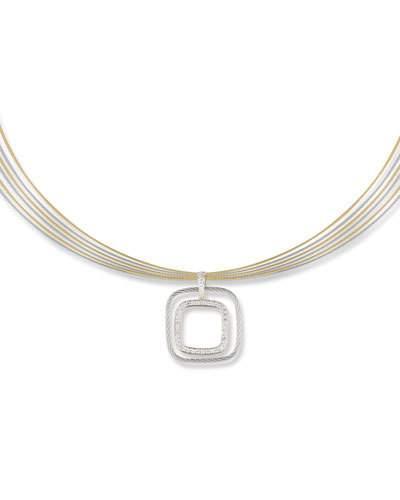 Multi-row Diamond Square Pendant Necklace