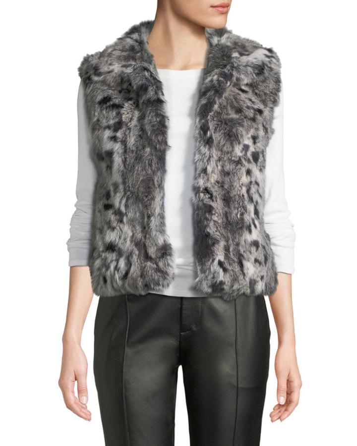 Animal-printed Rabbit Fur Vest