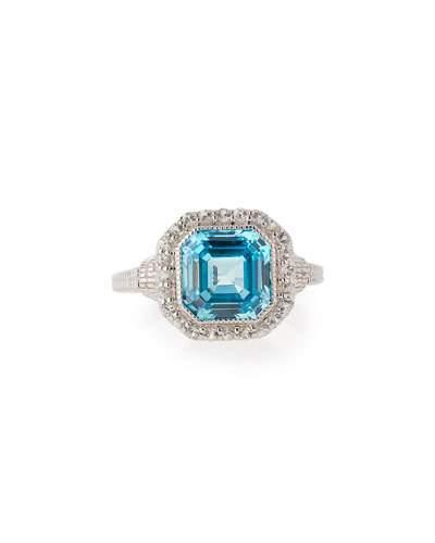 Asscher-cut Blue Crystal & Sapphire Ring,