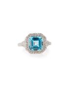 Asscher-cut Blue Crystal & Sapphire Ring,
