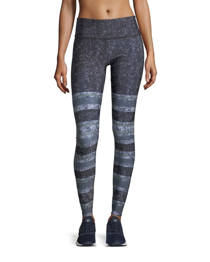 Textured Stripe Graphic-print High-waist Performance