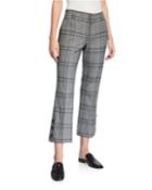 Plaid Ankle Button Cuff Trousers