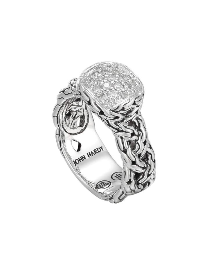 Classic Chain Diamond Pav&eacute; Ring,
