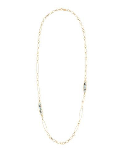 Midnight Rain 18k Mixed Gemstone Chain-link Necklace