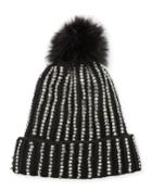 Jeweled Cable-knit Beanie