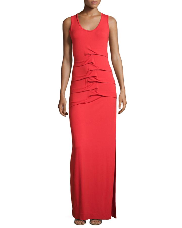 Nicole Miller Artelier Sleeveless Pleated-detail Dress, New Poppy, Women's,
