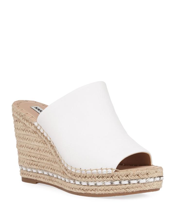 Carina Metallic Leather Slide Wedge Espadrilles