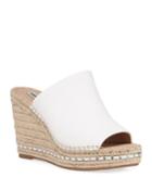 Carina Metallic Leather Slide Wedge Espadrilles