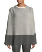 Colorblock Cashmere Poncho W/ Crystal Detail