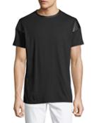 Men's Faux-leather-trim Crewneck T-shirt