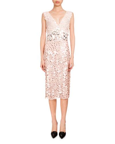 Genevieve Sequin-embellished Cocktail Dress, Blush