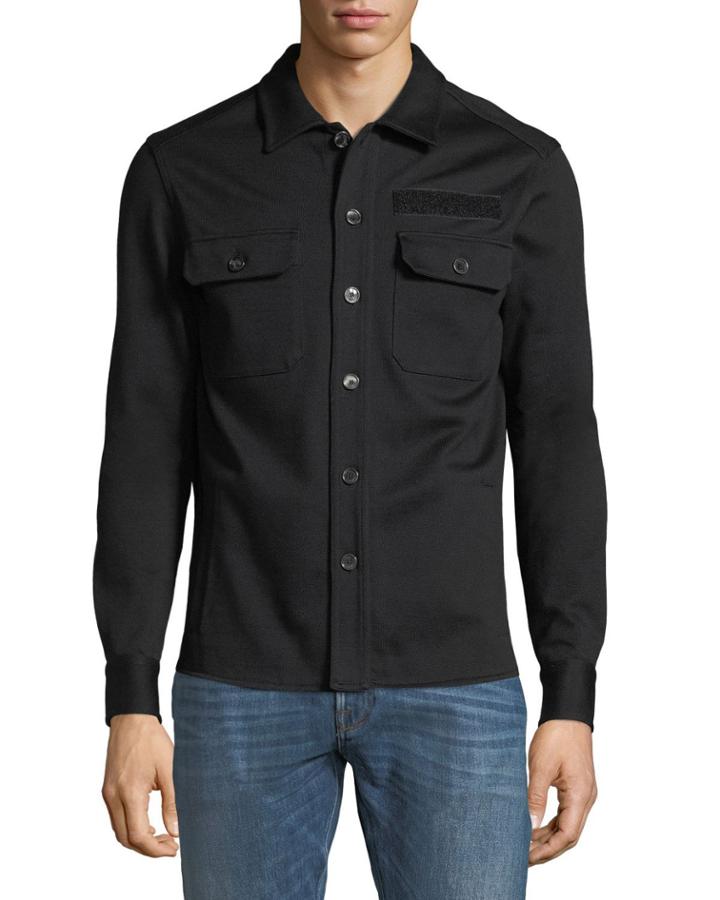 Dragon-embroidered Button-front Jacket