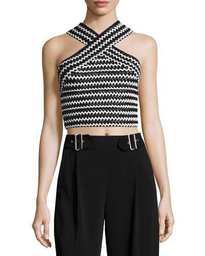 Sculpture Crisscross Cropped Top, Black