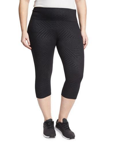 Flat-waist Capri Leggings, Black,