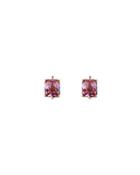 Emerald-cut Simulated Crystal Drop Earrings, Pink