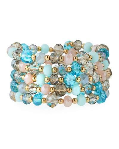 Multi-row Simulated Crystal Wrap Bracelet, Green