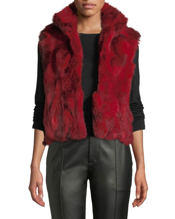 Rabbit Fur Vest, Red