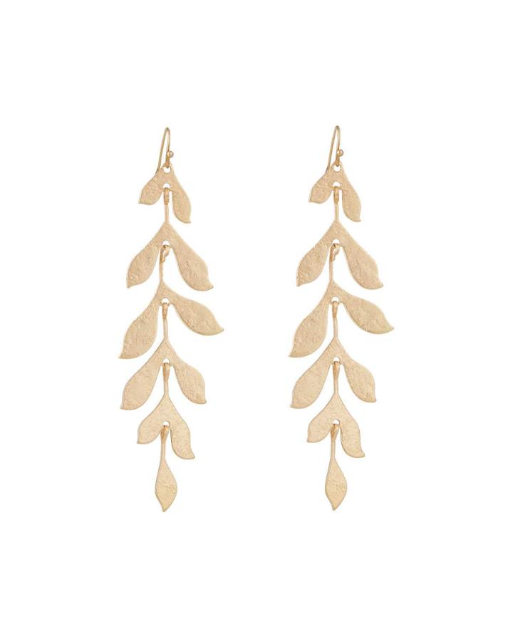 Linear Leaf-drop Earrings