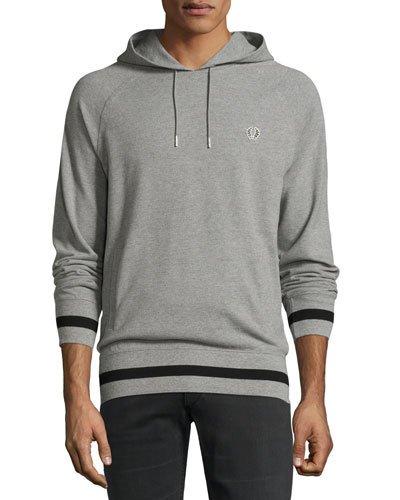 Striped Hooded Sweatshirt, Gray