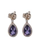 18k Rose Gold Diamond And Amethyst Pear-drop Earrings