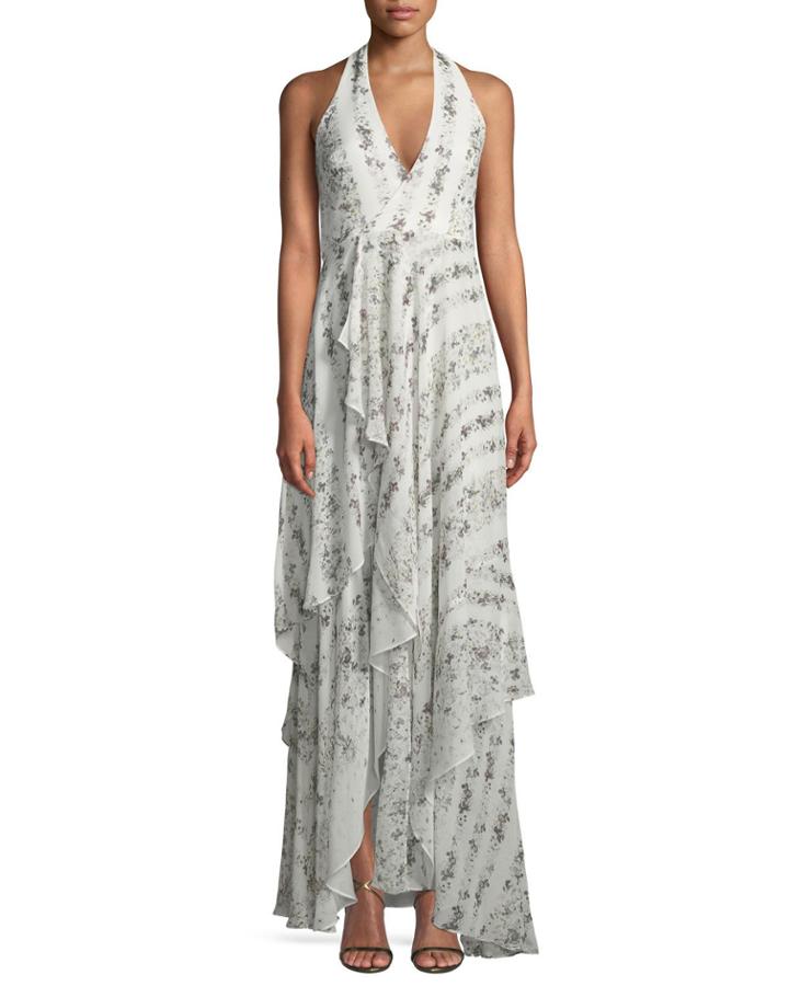 Halter-neck Ruffled-floral