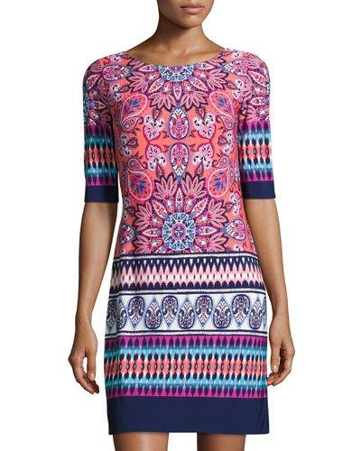 Half-sleeve Graphic-print Dress