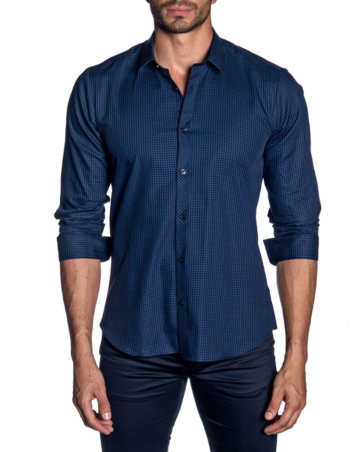 Men's Modern-fit Small-check Long-sleeve