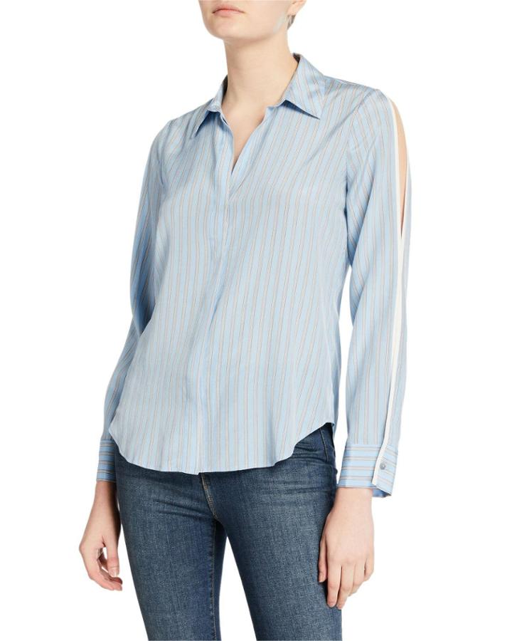Maggie Striped Split-sleeve Blouse