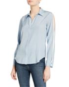 Maggie Striped Split-sleeve Blouse