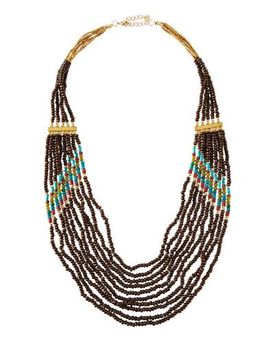 Long Layered Seed Bead Necklace,