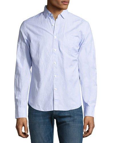 Bowery Bleecker Pinstripe Shirt, White/blue