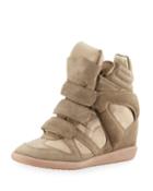 Beckett Suede Grip-strap Wedge