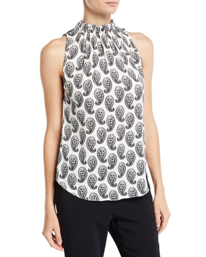 Lula Sleeveless Mock-neck Halter Blouse