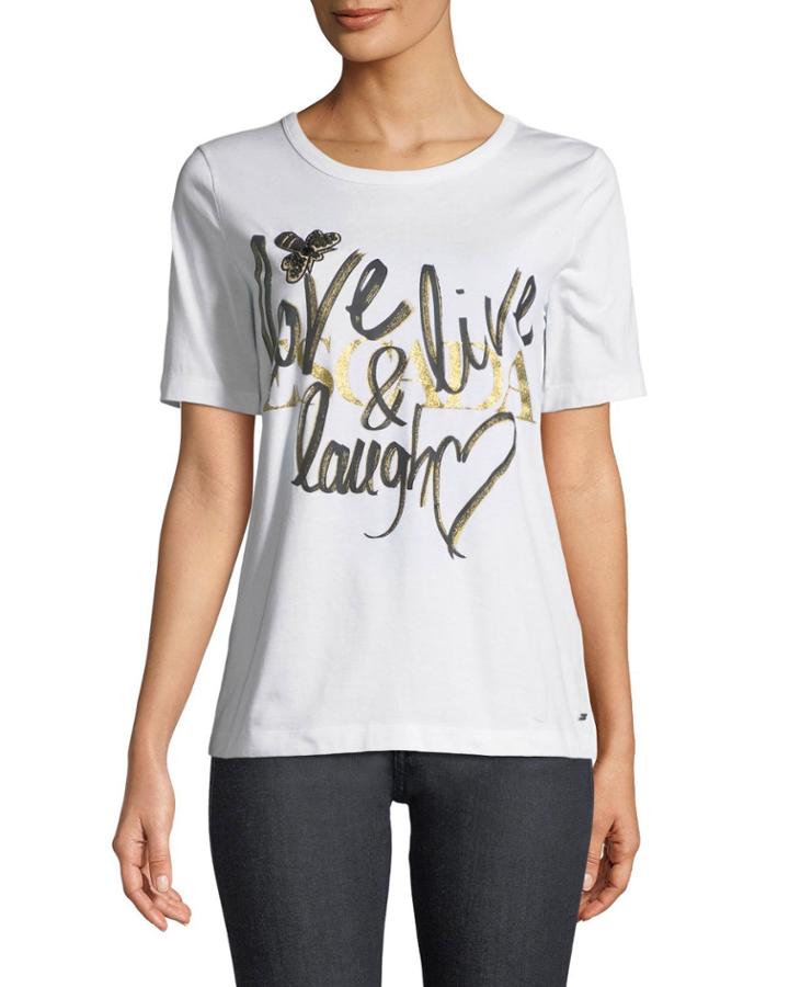 Love, Live, Laugh Crewneck Short-sleeve Cotton Tee
