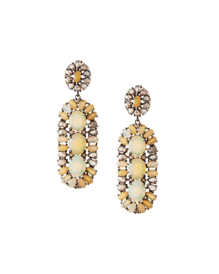 Diamond & Multi-opal Drop Earrings