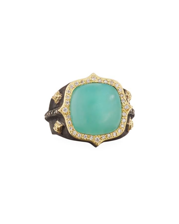 18k Old World Aquaprase&trade; & Diamond Ring