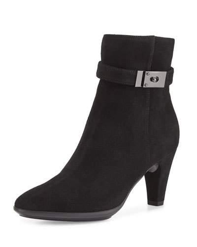 Dana Suede Buckle Bootie, Black