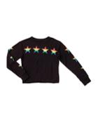 Girl's Rainbow Star Print Pullover Sweatshirt,