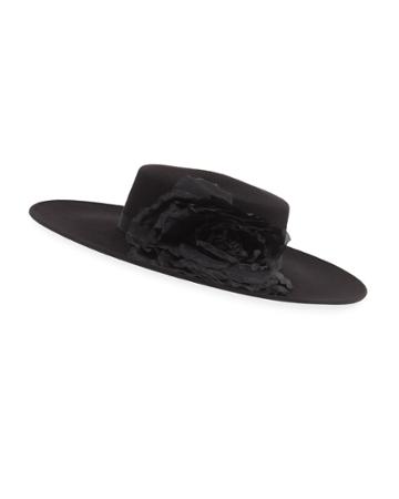 Femi Tonal-flower Wool Boater Hat