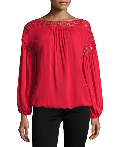 Lace-trim Blouson Top