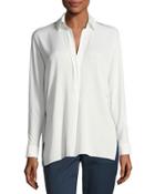 Long-sleeve V-neck Silk-blend Blouse