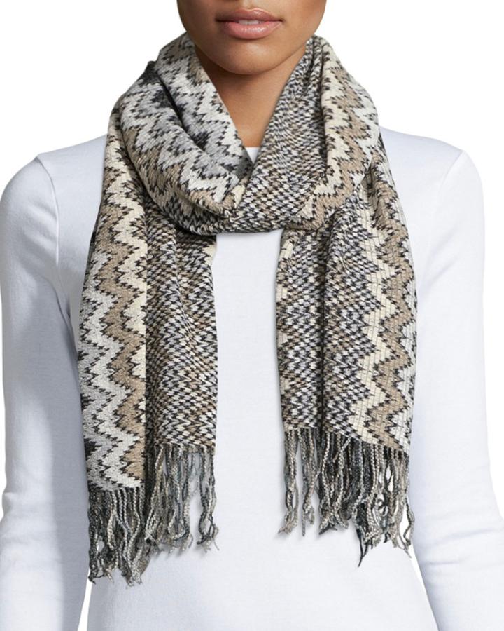 Missoni Modified Zigzag Scarf, Charcoal (grey), Women's